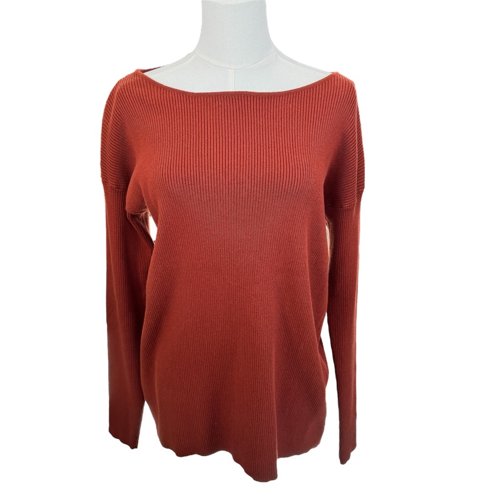 🍂 LuLus Lace Up Back Sweater Rust Brown sz M